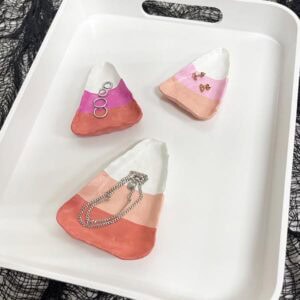 air dry clay candy corn trinket dishes