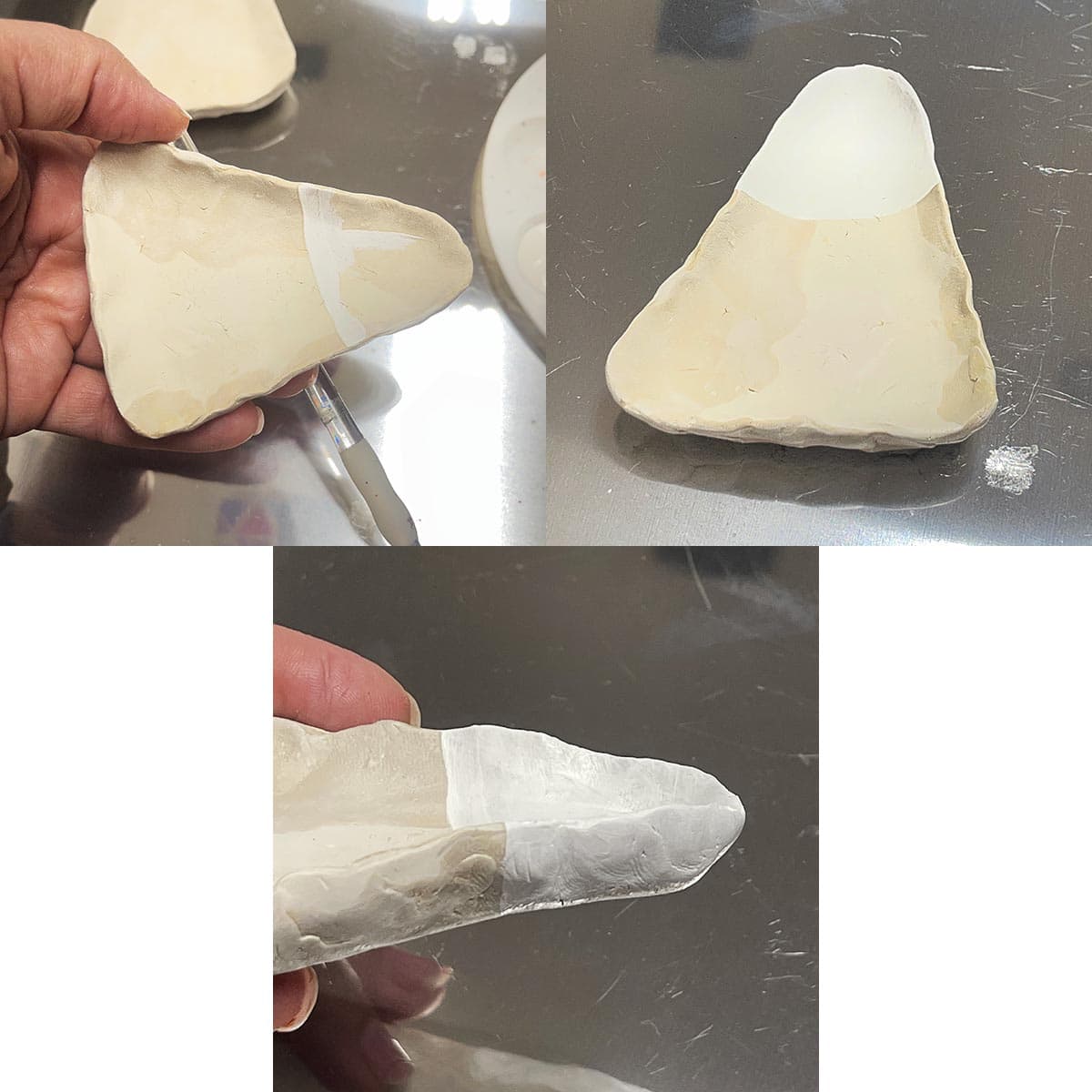 Painting white tops on dishes