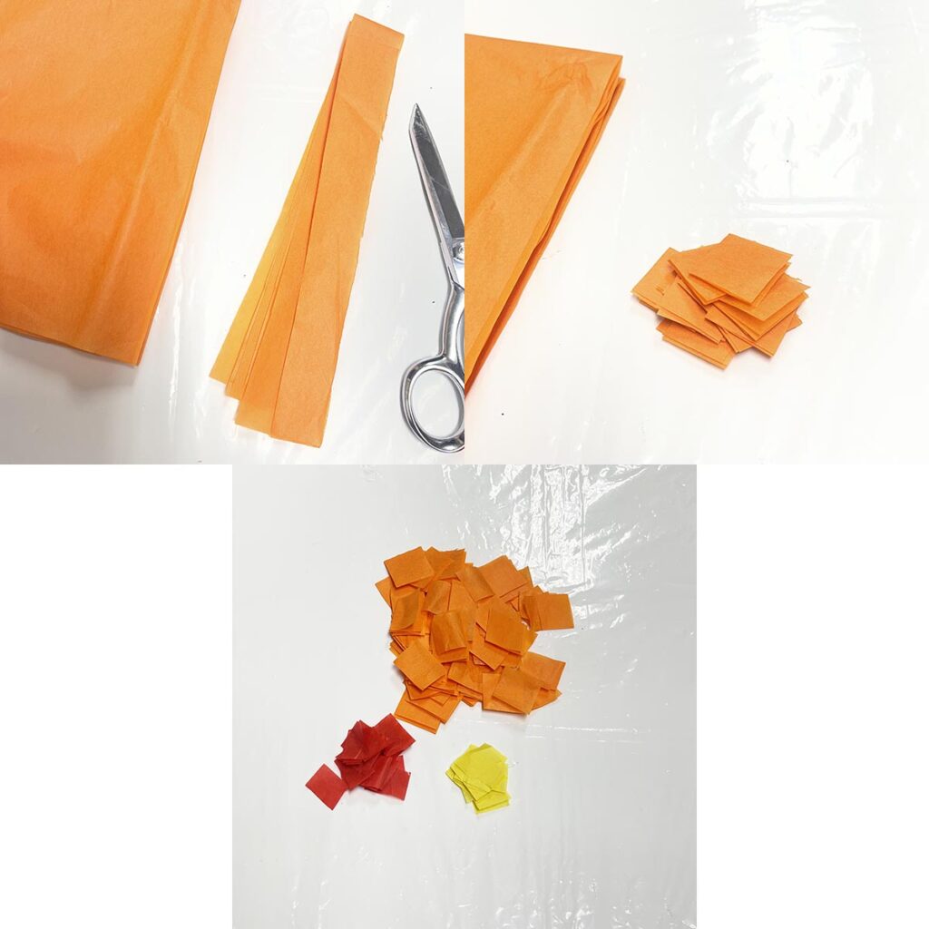 Cutting tissue paper squares