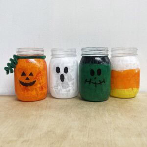 Tissue Paper Halloween Mason Jars