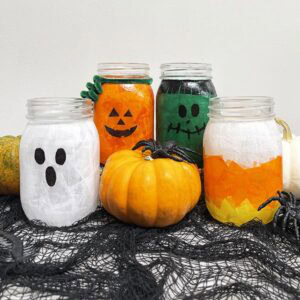 tissue paper Halloween mason jars