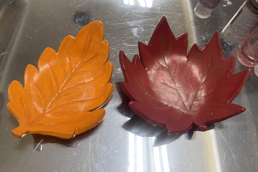 Finished maple and oak air dried clay leaf bowls