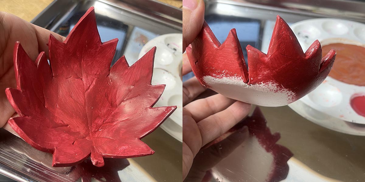 Painting inside and sides of bowl