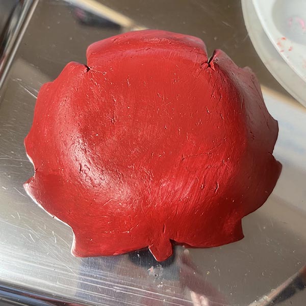 Painting bottom of maple leaf bowl