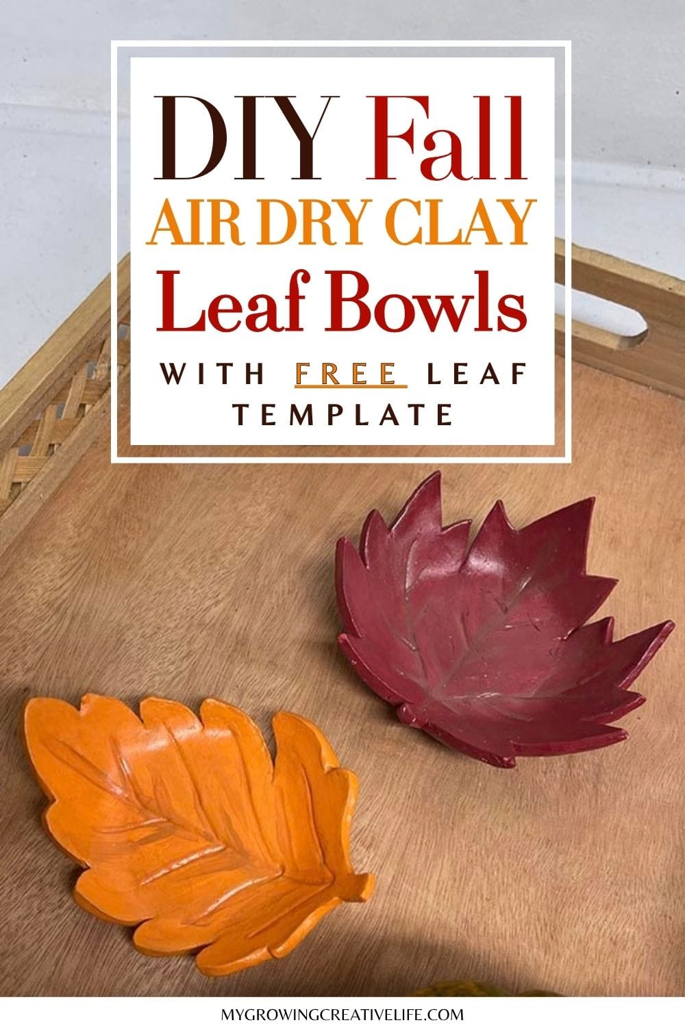 fall air dry clay leaf bowls